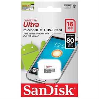 SANDISK 16GB ULTRA SDSQUNS-016G-GN3MN 80MB/s MicroSD Hafıza Kartı