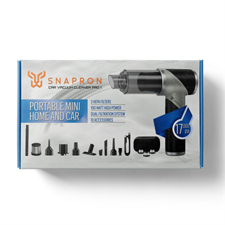 SNAPRON SNV-3000, Car Vacuum Cleaner Pro1, 17.000 Pa Emiş gücü, 3 Hepa Filtre, 100W, 10 Aksesuar, Şarjlı, El Tipi, Genel Maksatlı Süpürge