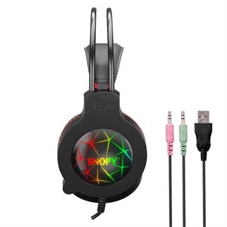 SNOPY SN-GX7, CRAZY, Kablolu, 3.5mm Jac, USB, Rainbow Aydınlatma, Gaming, Mikrofonlu, Kulaklık (Siyah)