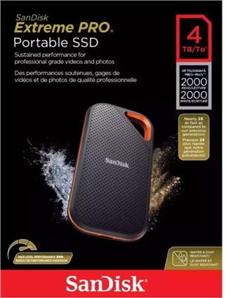 Sandisk 4TB Extreme PRO V2 SDSSDE81-4T00-G25 2000MB-s Taşınabilir SSD