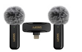 Snopy SN-MW80 Siyah 2 Mikrofonlu Kablosuz Lightning Yaka Mikrofonu
