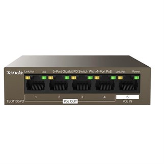 TENDA 5port-4port PoE 30w Gigabit Yönetilemez Switch TEG1105PD (Adaptör Yok)