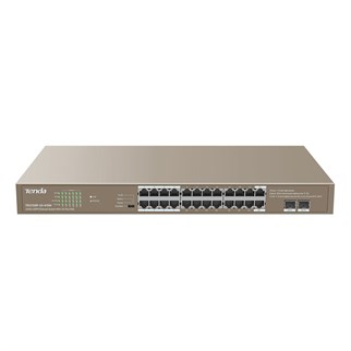 TENDA TEG1126P-24-410W 24 PORT 10/100/1000 POE 2 X SFP 410W YONETILEMEZ RACK MOUNT SWITCH