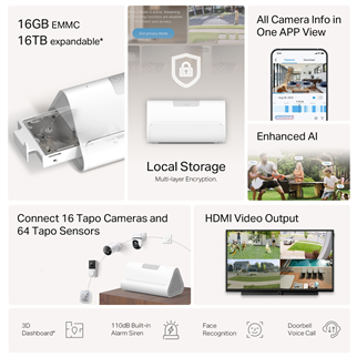 TP-LINK 16kanal Yapay Zeka Home Base Kablosuz TAPO H500