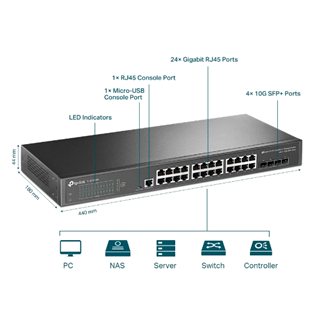 TP-LINK 24port TL-SG3428X GIGABIT 4X 10 GIGABIT SFP Yönetilebilir Switch