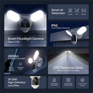 TP-LINK 3MP Tapo C720 Wifi Kablosuz Akıllı Projektör IP Kamera