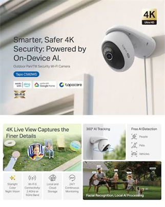 TP-LINK 8MP PTZ OutDoor Kablosuz Pan-Tilt IP Kamera Tapo Tapo C560WS