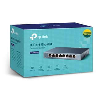 TP-LINK 8port Gigabit  Yönetilemez Switch Çelik Kasa TL-SG108