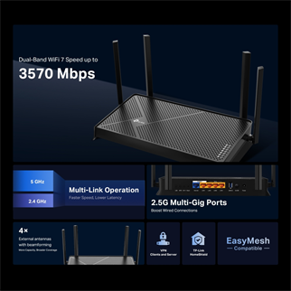 TP-LINK ARCHER BE230 WIFI7 BE3600 Dual Band Router