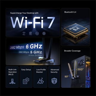 TP-LINK ARCHER TBE400E WIFI7 BE6500 Bluetooth 5.4 PCIe Kablosuz Ağ Adaptörü
