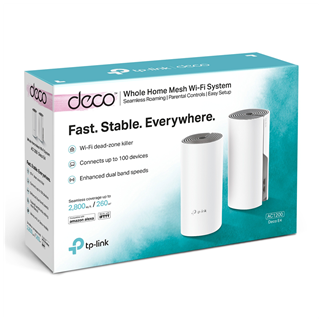 TP-LINK DECO-E4, AC1200, İkili Mesh, 1200Mbps, Dual Band, 2Port Megabit Lan, 260m2 Çekim Alanı, Router, Geniş Alan İnternet Ağı Sağlayıcısı