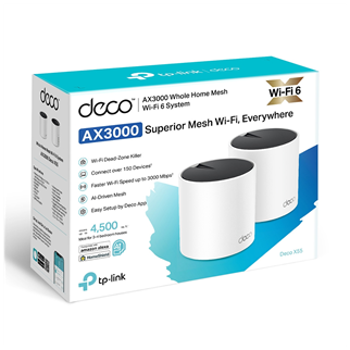 TP-LINK DECO-X55, AX3000, İkili Mesh, 3000Mbps Dual Band, WiFi6, 3Port Gigabit Lan, 420m2 Çekim Alanı, Router, Geniş Alan İnternet Ağı Sağlayıcısı