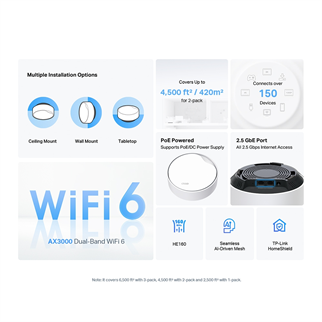 TP-LINK Deco X50-PoE-2 Wıfı6 AX3000 Mesh Router 2-li set