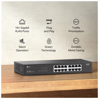 TP-LINK LS1016G, Green Tech, 16 Port GigaBit, Yönetilemez, Metal Kasa, Masaüstü Switch