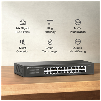 TP-LINK LS1024G, Green Tech, 24 Port GigaBit, Yönetilemez, Metal Kasa, Masaüstü Switch
