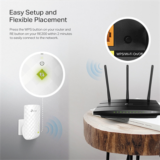 TP-LINK RE200 WIFI5 AC750 Dual Band Menzil Genişletici Priz Tip
