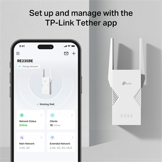 TP-LINK RE235BE WIFI7 BE3600 Çift Bant Menzil Genişletici Priz Tip
