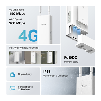 TP-LINK TL-MR100-Outdoor WIFI4 N300 4G LTE Harici Router