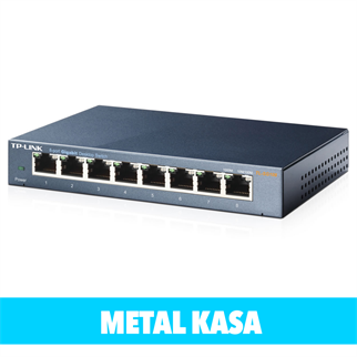 TP-LINK TL-SG108, 8 Port, GigaBit, Yönetilemez, Metal Kasa, Masaüstü Switch