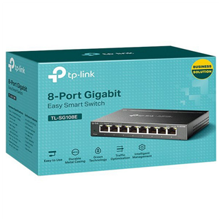 TP-LINK TL-SG108E, 8 Port, GigaBit, Easy Smart, Yönetilebilir, Metal Kasa, Masaüstü Switch