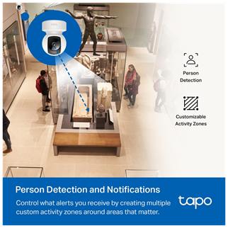 TP-LINK Tapo C202, Bebek/Ev Güvenlik Kamerası, WiFi-Ehernet, 1080P, 12Mt Gece Görüşü, PAN/TILT, iki Yönlü Ses