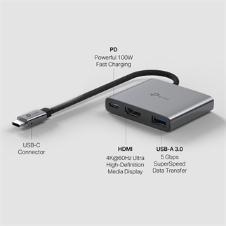TP-LINK UH3020C USB Type-C 3-Port USB 3.0 + Gigabit Ethernet Adaptörlü Hub