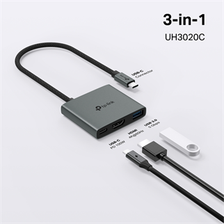 TP-LINK UH3020C USB Type-C 3-Port USB 3.0 + Gigabit Ethernet Adaptörlü Hub