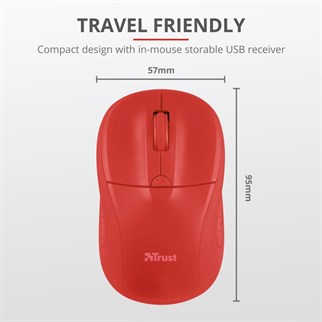 TRUST PRİMO 20787 USB 1600 DPI KIRMIZI KABLOSUZ MOUSE