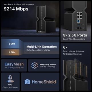 Tp-Link Archer BE550 Tri Bant Wifi 7 Kablosuz Router BE9300