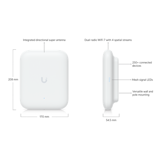 UBIQUITI UAP-U7-PRO-Outdoor, UniFi, Triple Band, 5765Mbps, Wifi6, Tavan Tipi, Access Point (Poe Adaptör Çıkmaz)