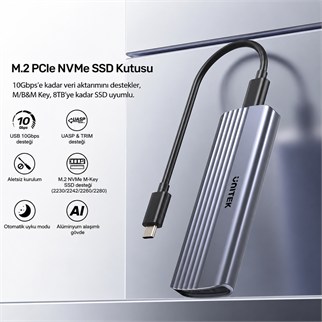 UNITEK M.2 PCIe NVME USB-C SSD KUTUSU (S1241B01)