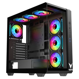 VENTO VG4302FA 1000W 80+ GOLD 4x12CM ARGB FAN E-ATX TEMPERLİ CAM 2xUSB2.0/1xUSB3.0 SİYAH GAMING KASA