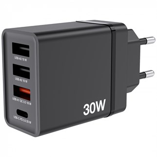 VERBATIM CHR-30EU1 30W 4 Bağlantı Noktalı USB Duvar Şarj Cihazı - Siyah