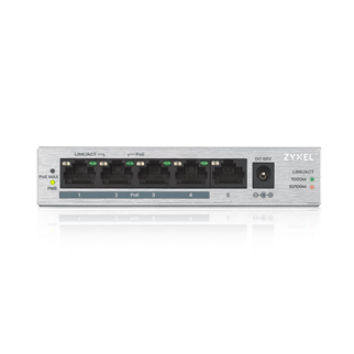 ZyXEL GS1005HP, 5 Port, GigaBit, 4 Port PoE 60W, Yönetilemez, Masaüstü Switch