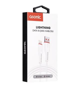 ASONİC AS-X306 BEYAZ İPAD/İPHONE LİGHTNİNG DATA + ŞARJ KABLOSU