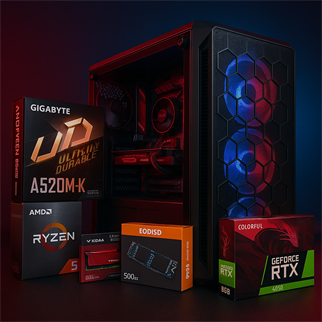 BSD HAZIR PC-A520M-K/RYZEN 5 5600/16GB DDR4 CL16 3200MHZ/500GB M2SSD/8GB RTX4060/500W MASAÜSTÜ PC