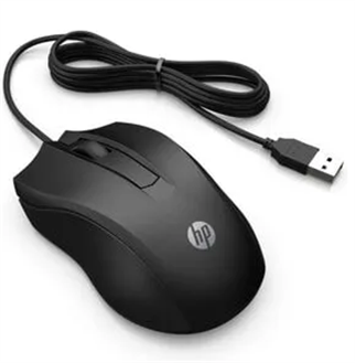 HP 100 6VY96AA SİYAH OPTİK KABLOLU MOUSE 1.600 DPI HASSAS OPTİK SENSÖRÜ