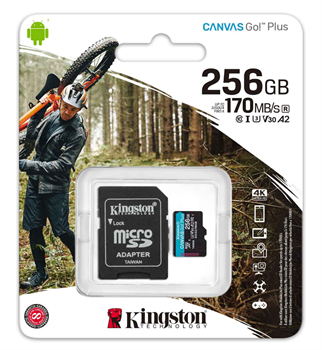 Kingston Canvas Go Plus SDCG3/256GB Class10 UHS-I U3 A2 V30 256 GB Micro SD Kart