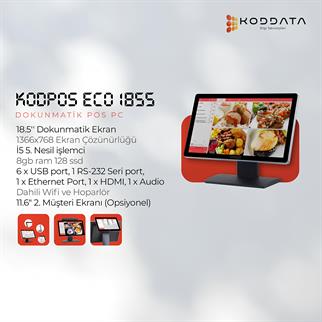 KODDATA KODPOS ECO 1855 TEK EKRAN DOKUNMATİK POS PC i5 5.Nesil 8GB RAM 128GB SSD 18.5 İNÇ