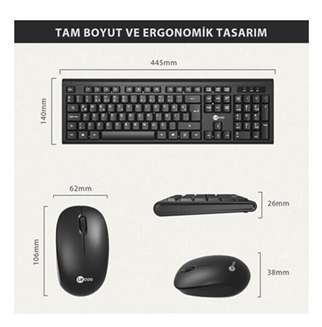 Lenovo Lecoo KW200 Kablosuz Klavye Mouse Seti