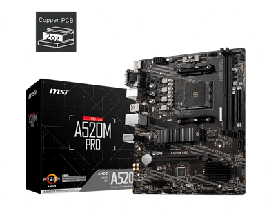 MSI A520M PRO DDR4 4600/1866Mhz M.2 MATX AM4