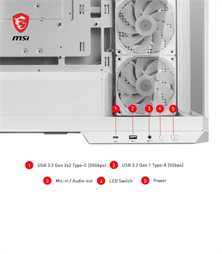 MSI MAG Pano M100R PZ ARGB Fanlı Beyaz Micro ATX Oyuncu Kasası