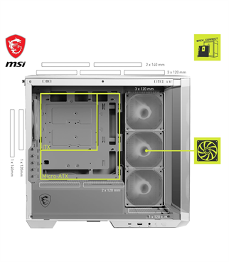 MSI MAG Pano M100R PZ ARGB Fanlı Beyaz Micro ATX Oyuncu Kasası