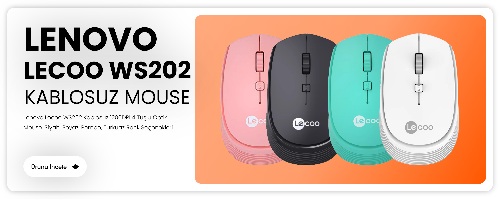 Lenovo Lecoo WS202 Kablosuz Mouse