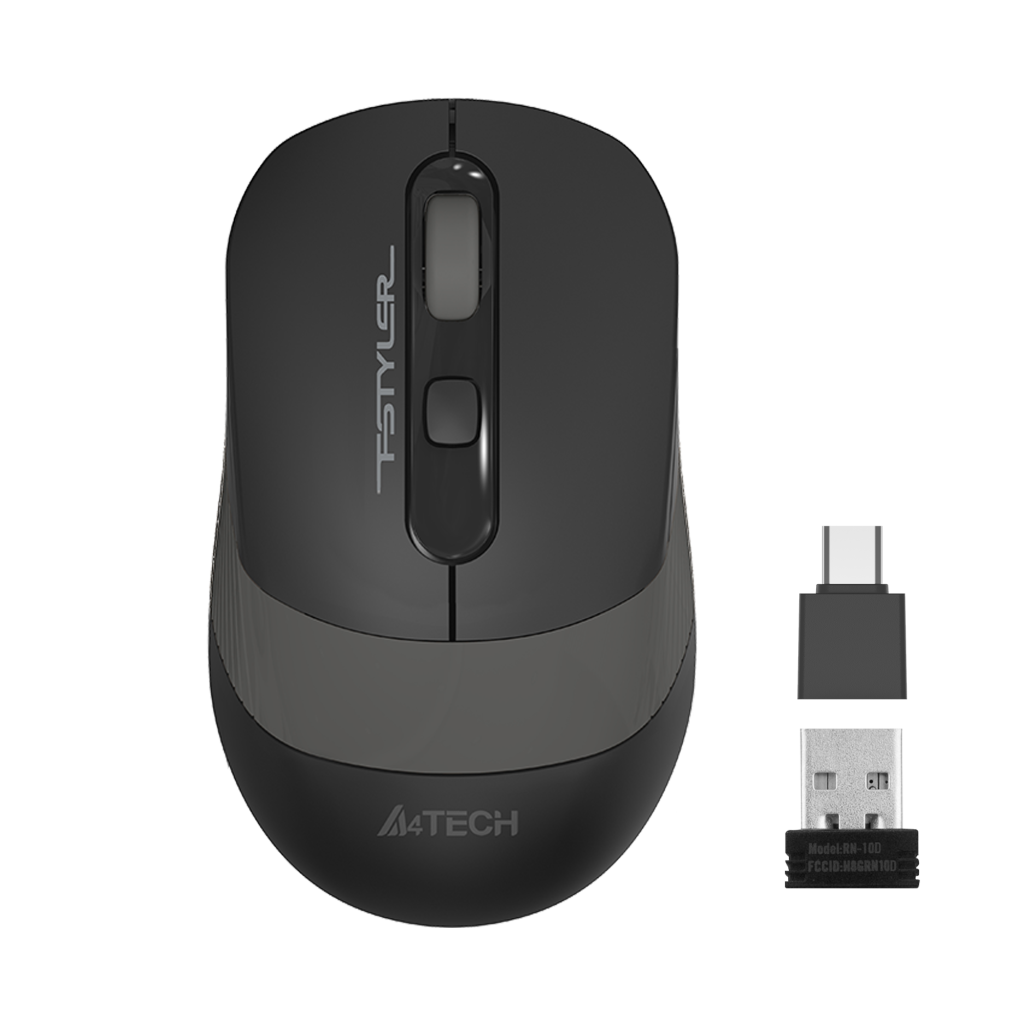 A4 TECH FG10CS AIR2, Grey, SILENT, FSTYLER, 2,4Ghz Kablosuz, USB-C den şarj edilebilir, Optik Mouse, 10-15Metre, 4 Buton, Nano Alıcı