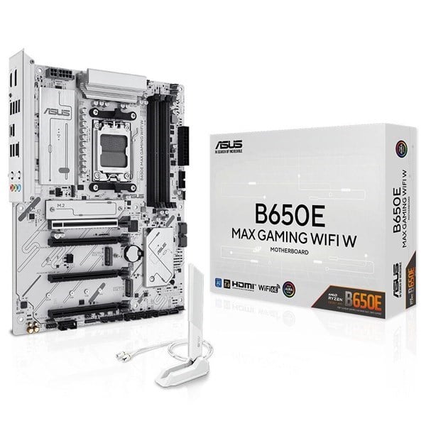 ASUS B650E MAX GAMING WIFI6E W DDR5 HDMI DP PCIE 5.0 AM5 ATX BEYAZ