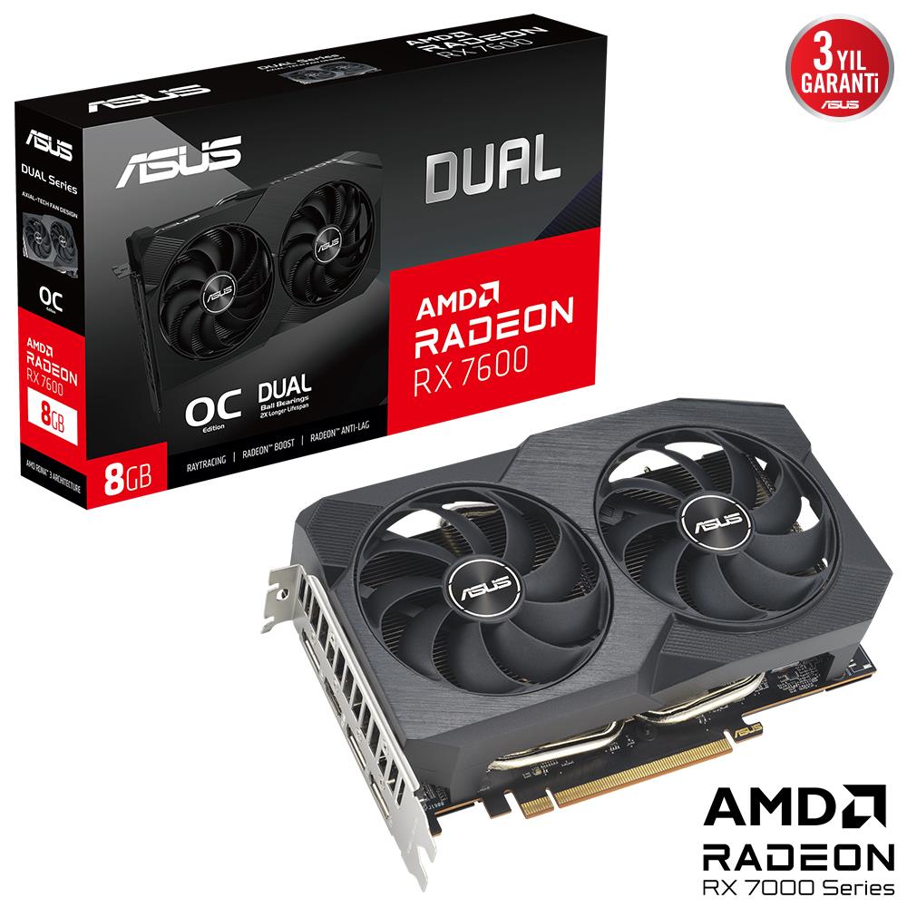 ASUS DUAL-RX7600-O8G-V2 8GB GDDR6 128BIT