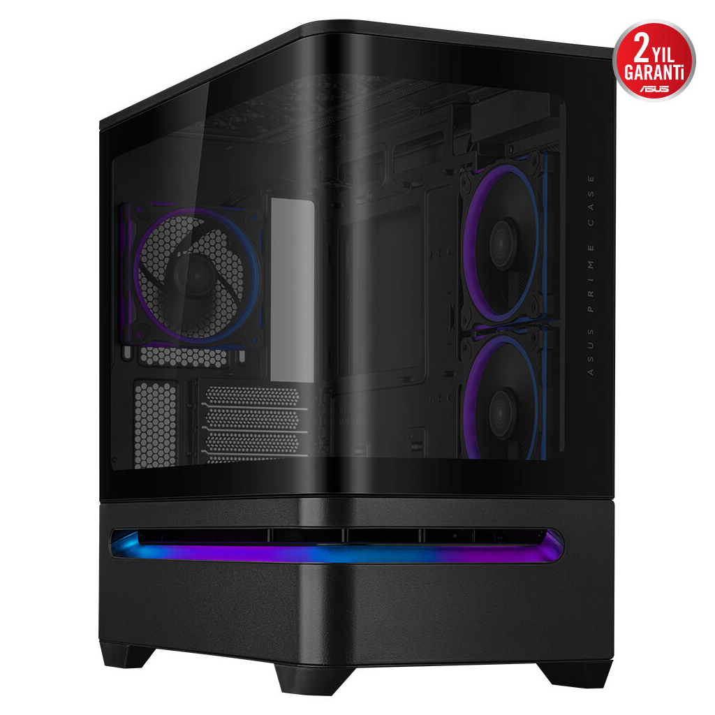 ASUS PRIME AP202 TG ARGB, PSU YOK, Tempered Glass, Kavisli Panel, ARGB, mATX, GAMING KASA