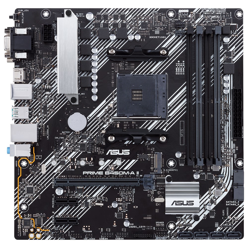 ASUS PRIME B450M-K II DDR4 M2 PCIe NVME DVI PCIe 16X v3.0 AM4 mATX