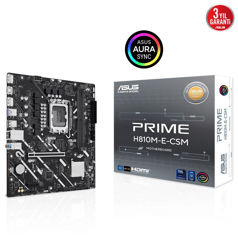 ASUS PRIME H810M-E-CSM DDR5 HDMI-DP PCIE 4.0 1851p mATX Kurumsal Anakart